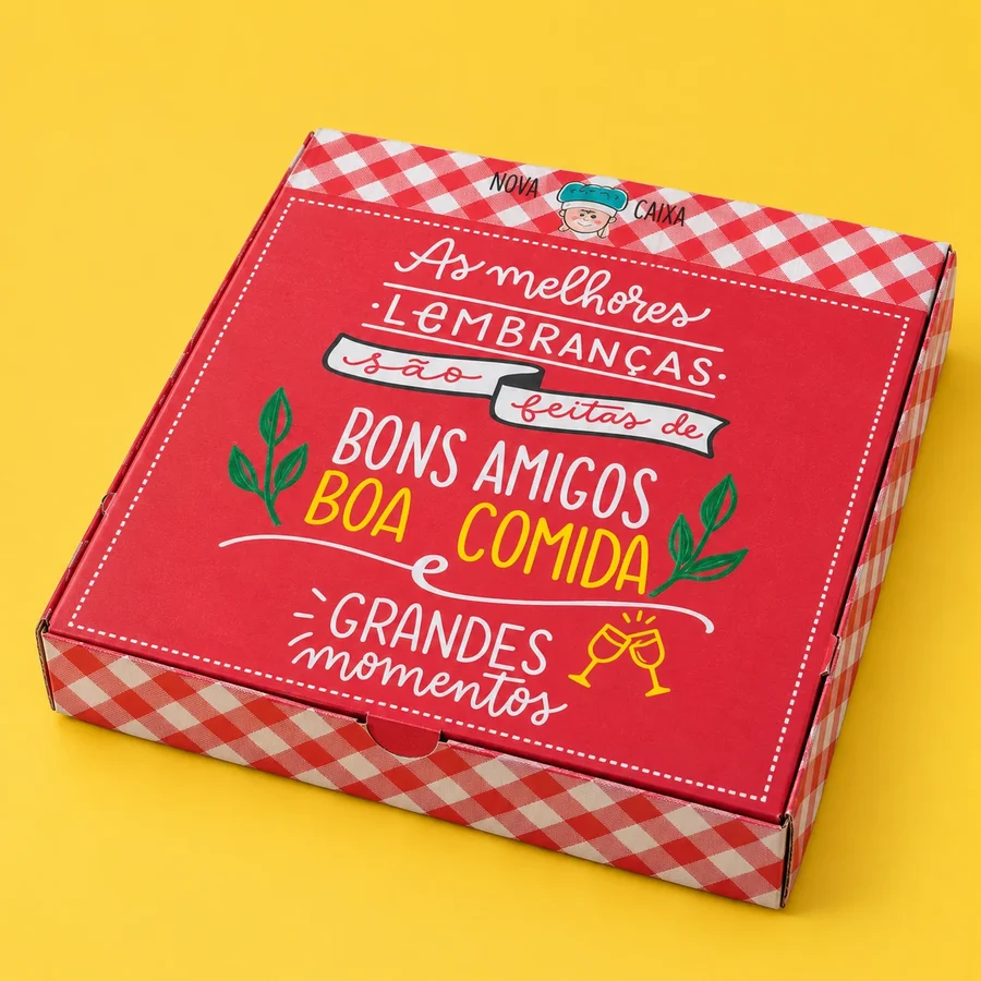 Caixa mini estampada para mini pizzas e esfihas